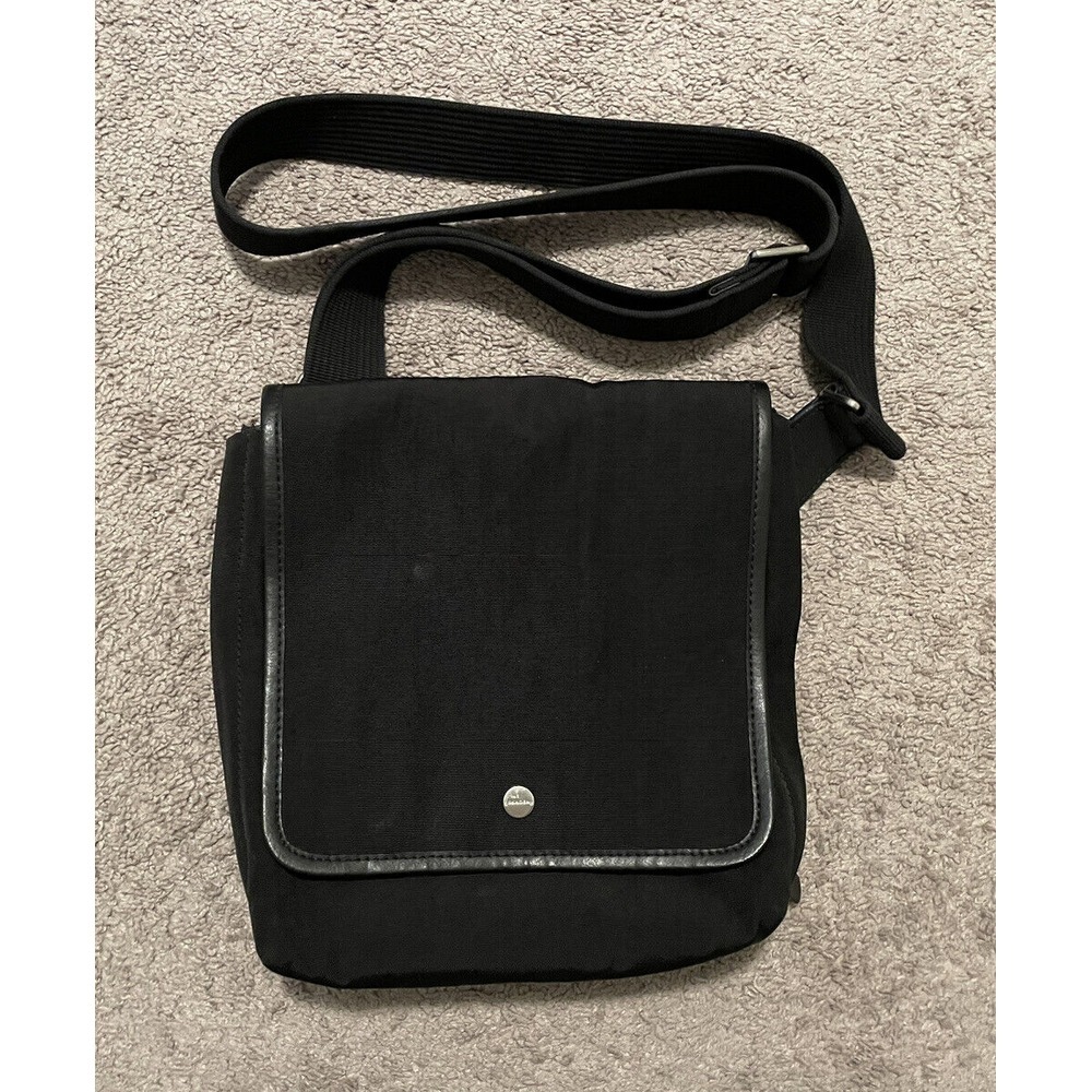 Skagen Eric‎ Messenger Bag Men's Black Nylon Leather Zippers
